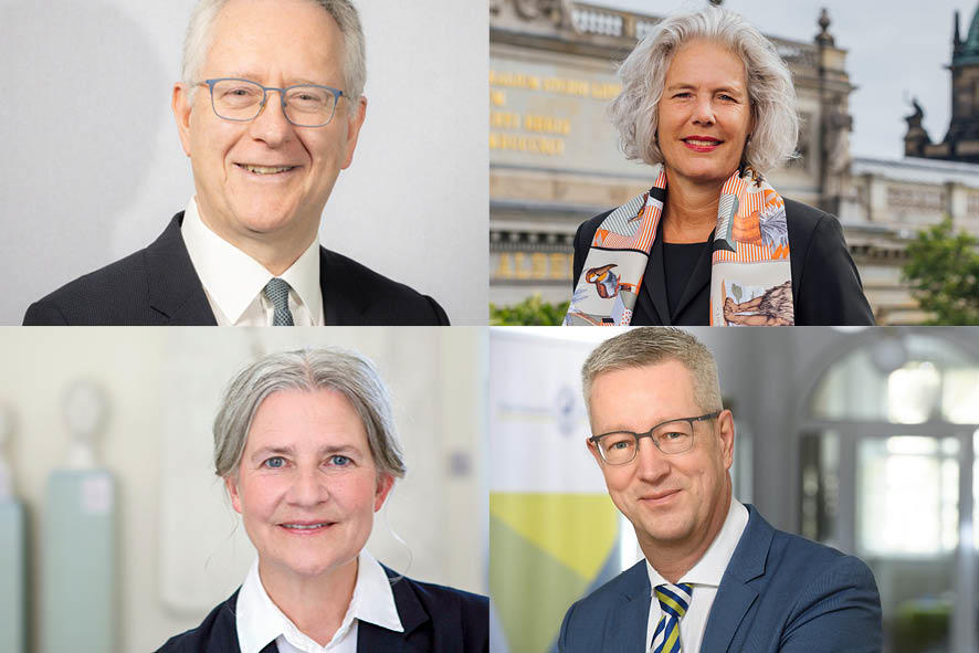 Prof. Dr. Dr. h. c. Michael Hoch, Prof. Dr. Eva Inés Obergfell, Prof. Dr. Dr. h. c. Karla Pollmann, Prof. Dr. Günter M. Ziegler (v. l. o. n. r. u.)